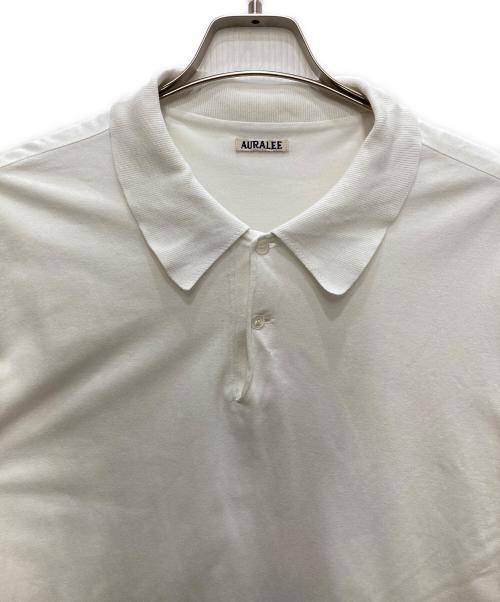 AURALEE（オーラリー）AURALEE (オーラリー) HIGH GAUGE PIQUE DOUBLE CLOTH POLO/鹿の子ポロシャツ ホワイト サイズ:3の古着・服飾アイテム