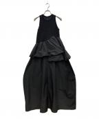 OMMOオーエムエムオー）の古着「BALLOON PEPLUM LAYERED OP/バルーンペプラムレイヤードワンピース」｜ブラック