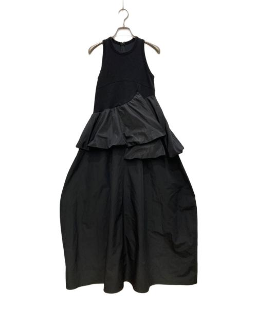 OMMO（オーエムエムオー）OMMO (オーエムエムオー) BALLOON PEPLUM LAYERED OP/バルーンペプラムレイヤードワンピース ブラック サイズ:36の古着・服飾アイテム