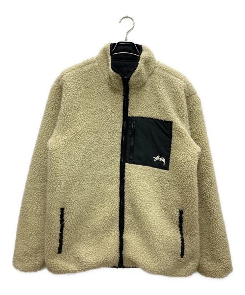 stussy（ステューシー）stussy (ステューシー) 8 BALL SHERPA JACKET/8 ボール シェルパ ジャケット ホワイト×ブラック サイズ:Lの古着・服飾アイテム