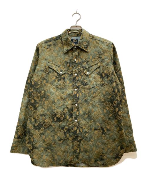 Needles（ニードルズ）Needles (ニードルズ) B.R. COWBOY SHIRT-FLOWER EMB/B.R. カウボーイ　シャツフラワー　EMB グリーン サイズ:Ｓの古着・服飾アイテム