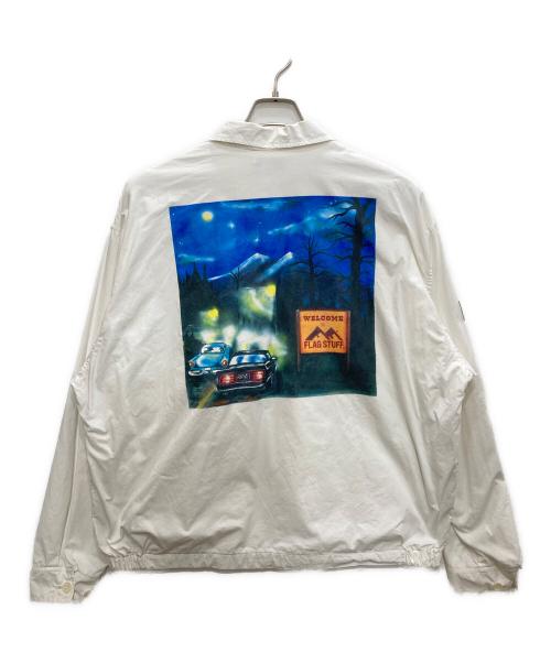 flagstuff（フラグスタフ）FLAGSTUFF (フラグスタフ) バックグラフィックジップジャケット ホワイト サイズ:Lの古着・服飾アイテム