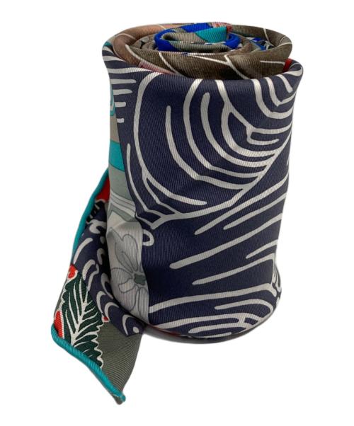 HERMES（エルメス）HERMES (エルメス) カレ90 スカーフ EX-LIBRIS EN KIMONOS キモノ エクスリブリス ブルーの古着・服飾アイテム