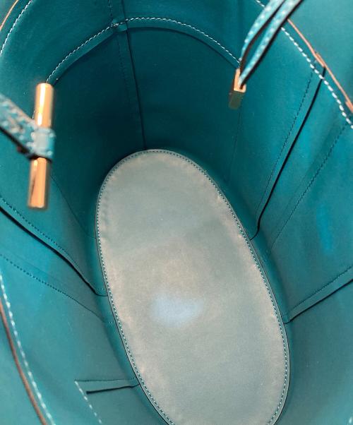 TORY BURCH（トリーバーチ）TORY BURCH (トリーバーチ) Block T ミディアム トートバッグ ネイビー×ブルーの古着・服飾アイテム