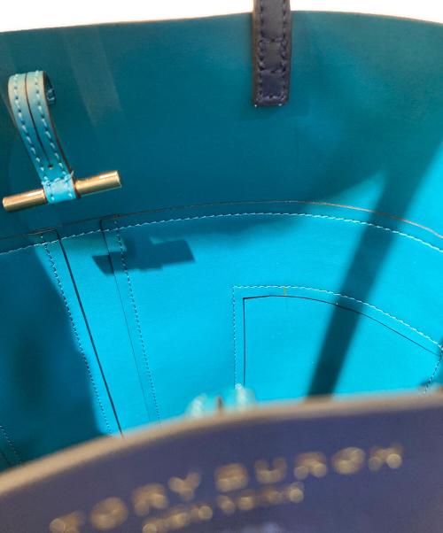 TORY BURCH（トリーバーチ）TORY BURCH (トリーバーチ) Block T ミディアム トートバッグ ネイビー×ブルーの古着・服飾アイテム