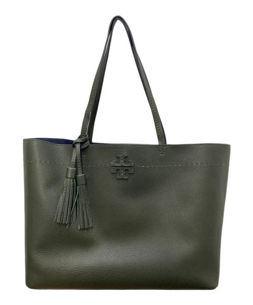 TORY BURCH（トリーバーチ）TORY BURCH (トリーバーチ) ペブルドレザー Mcgraw Tote バッグ グレーの古着・服飾アイテム