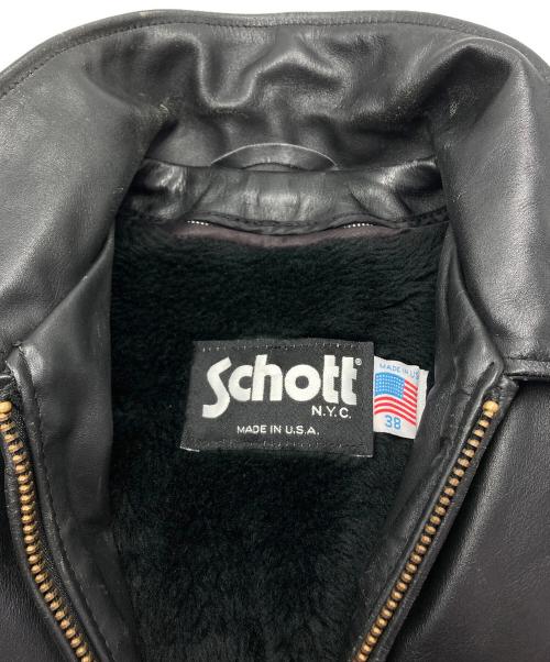 Schott（ショット）Schott (ショット) レザージャケット ブラック サイズ:38の古着・服飾アイテム