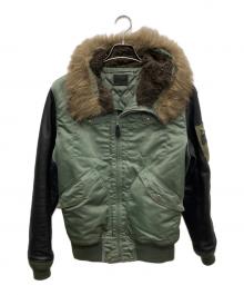 Hysteric Glamour（ヒステリックグラマー）の古着「袖レザーフーデッドBZ」｜カーキ