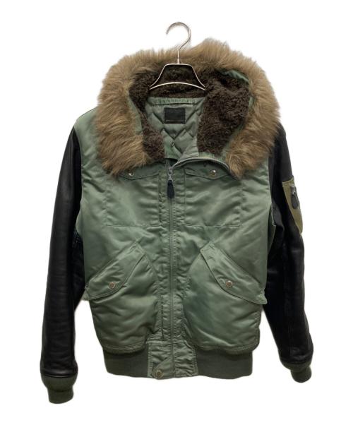 Hysteric Glamour（ヒステリックグラマー）Hysteric Glamour (ヒステリックグラマー) 袖レザーフーデッドBZ カーキ サイズ:Ｌの古着・服飾アイテム