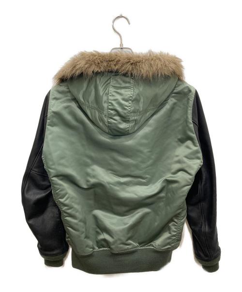 Hysteric Glamour（ヒステリックグラマー）Hysteric Glamour (ヒステリックグラマー) 袖レザーフーデッドBZ カーキ サイズ:Ｌの古着・服飾アイテム