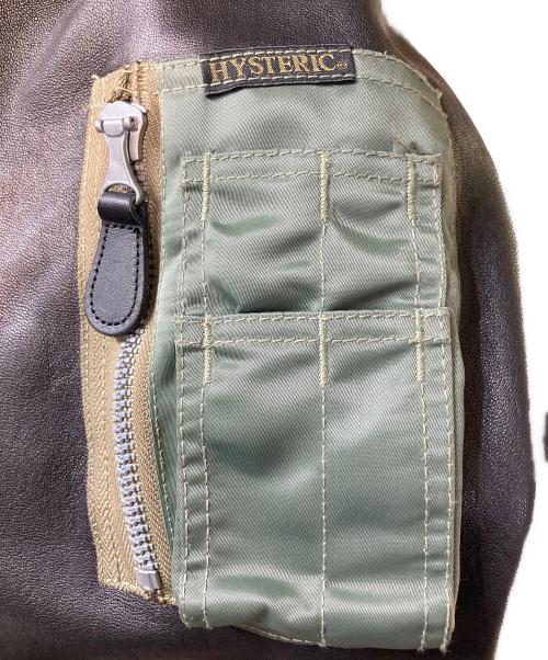 Hysteric Glamour（ヒステリックグラマー）Hysteric Glamour (ヒステリックグラマー) 袖レザーフーデッドBZ カーキ サイズ:Ｌの古着・服飾アイテム