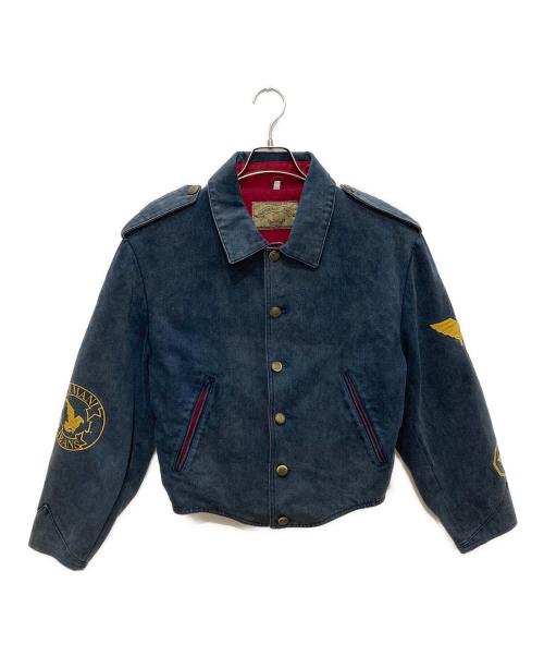 ARMANI JEANS（アルマーニジーンズ）ARMANI JEANS (アルマーニジーンズ) 刺繍デニムジャケット ネイビー サイズ:52の古着・服飾アイテム