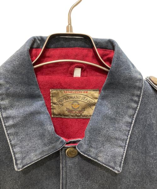 ARMANI JEANS（アルマーニジーンズ）ARMANI JEANS (アルマーニジーンズ) 刺繍デニムジャケット ネイビー サイズ:52の古着・服飾アイテム