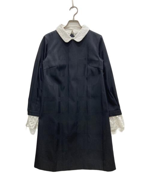 BLUE LABEL CRESTBRIDGE（ブルーレーベルクレストブリッジ）BLUE LABEL CRESTBRIDGE (ブルーレーベルクレストブリッジ) チェックワンピース ブラック×ホワイト サイズ:38の古着・服飾アイテム