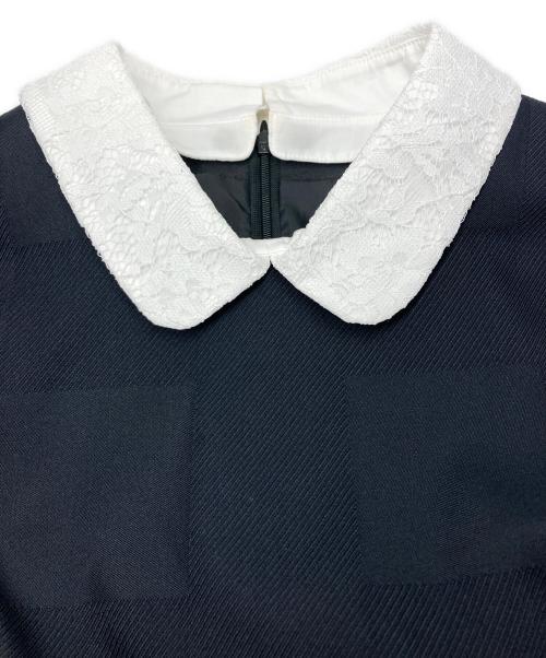 BLUE LABEL CRESTBRIDGE（ブルーレーベルクレストブリッジ）BLUE LABEL CRESTBRIDGE (ブルーレーベルクレストブリッジ) チェックワンピース ブラック×ホワイト サイズ:38の古着・服飾アイテム