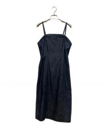 BLUE LABEL CRESTBRIDGE（ブルーレーベルクレストブリッジ）の古着「リアクティブコットンデニムビスチェドレス/デニムワンピース」｜インディゴ