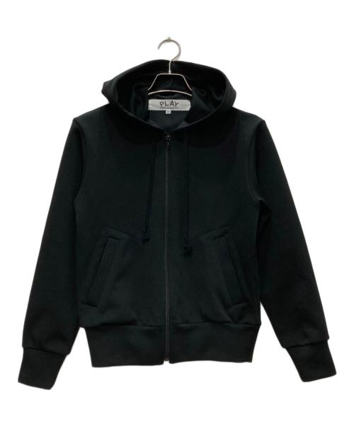 PLAY COMME des GARCONS（プレイコムデギャルソン）PLAY COMME des GARCONS Polyester Zip-Up Hoodie With Black/ポリエステル　ジップアップ　フーディ　ウィズ　ブラック　エンブレム Emblem ブラック サイズ:XXSの古着・服飾アイテム