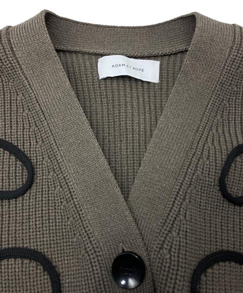 Adam et Rope（アダム エ ロペ）Adam et Rope (アダム エ ロペ) ラインニットカーディガン カーキ×ブラック サイズ:Fの古着・服飾アイテム