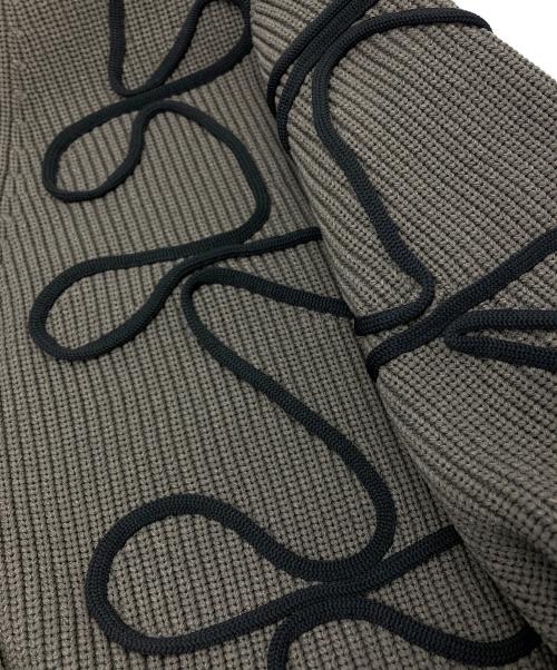 Adam et Rope（アダム エ ロペ）Adam et Rope (アダム エ ロペ) ラインニットカーディガン カーキ×ブラック サイズ:Fの古着・服飾アイテム