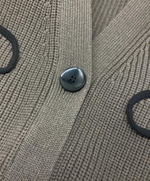 Adam et Rope（アダム エ ロペ）Adam et Rope (アダム エ ロペ) ラインニットカーディガン カーキ×ブラック サイズ:Fの古着・服飾アイテム