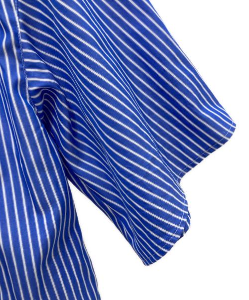 MACPHEE（マカフィー）MACPHEE (マカフィー) コットンブロード ギャザーブラウス ブルー×ホワイト サイズ:36の古着・服飾アイテム