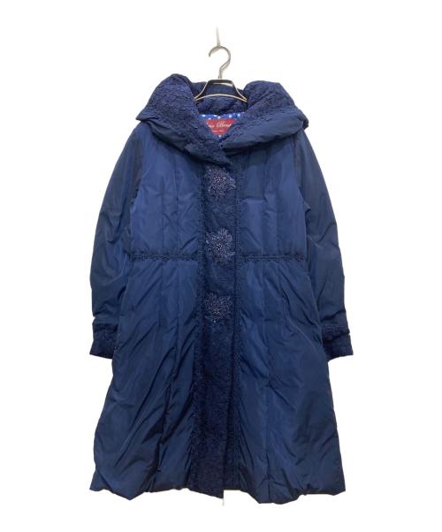 Super Beauty（スーパービューティ）Super Beauty (スーパービューティ) 女優襟レースダウンコート ネイビー サイズ:42の古着・服飾アイテム