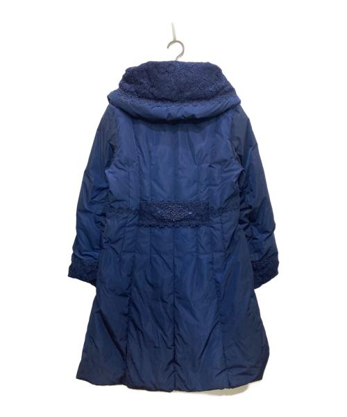 Super Beauty（スーパービューティ）Super Beauty (スーパービューティ) 女優襟レースダウンコート ネイビー サイズ:42の古着・服飾アイテム