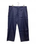 COMOLIコモリ）の古着「リネンコットン ドローコードストリングパンツ」｜ネイビー