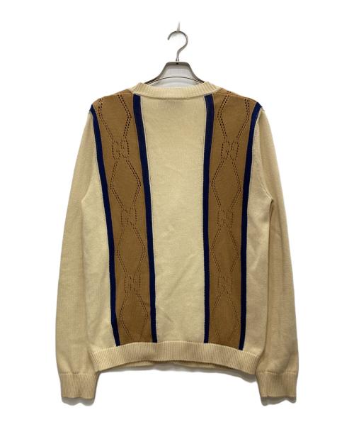 GUCCI（グッチ）GUCCI (グッチ) コットンカーディガン ベージュ×ブラウン サイズ:Ｓの古着・服飾アイテム