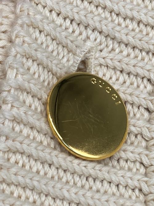 GUCCI（グッチ）GUCCI (グッチ) コットンカーディガン ベージュ×ブラウン サイズ:Ｓの古着・服飾アイテム