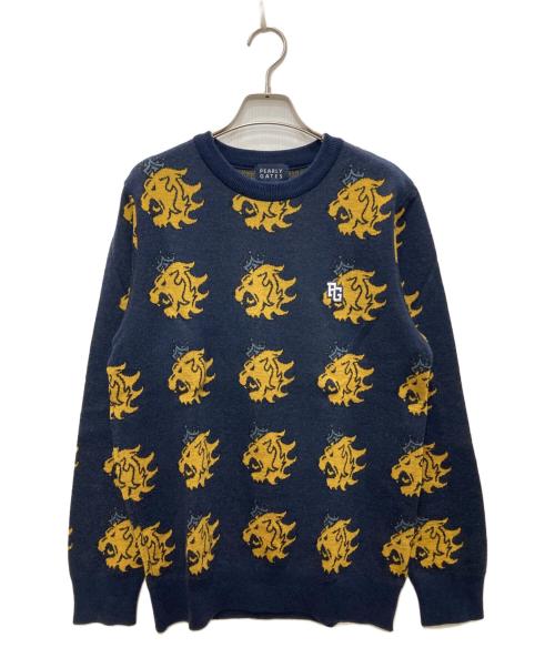 PEARLY GATES（パーリーゲイツ）PEARLY GATES (パーリーゲイツ) 総柄ニット ネイビー サイズ:5の古着・服飾アイテム
