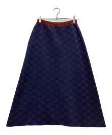 GUCCI（グッチ）の古着「インターロッキングG ラメニットロングスカート」｜ネイビー×レッド