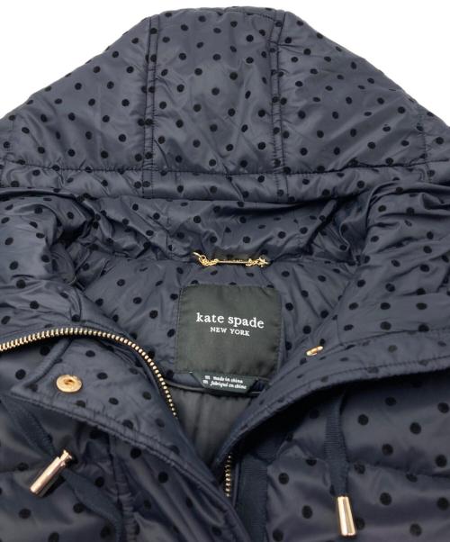 Kate Spade（ケイトスペード）Kate Spade (ケイトスペード) フロックド ドット ショート パファー ジャケット ネイビー サイズ:Ⅿの古着・服飾アイテム