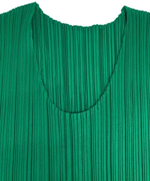 PLEATS PLEASE（プリーツプリーズ）PLEATS PLEASE (プリーツプリーズ) ノースリーブスリットワンピース グリーン サイズ:3の古着・服飾アイテム