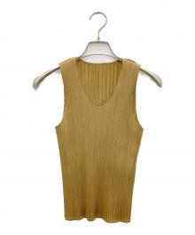 PLEATS PLEASE（プリーツプリーズ）の古着「ノースリーブブラウス」｜ベージュ