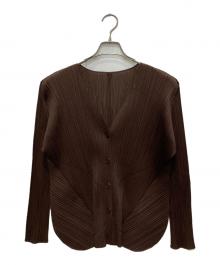 PLEATS PLEASE（プリーツプリーズ）の古着「変形カーディガン」｜ブラウン