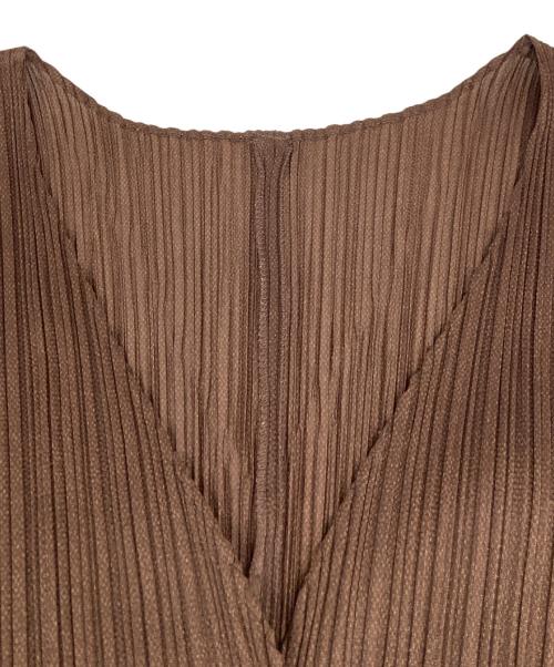 PLEATS PLEASE（プリーツプリーズ）PLEATS PLEASE (プリーツプリーズ) 変形カーディガン ブラウン サイズ:3の古着・服飾アイテム