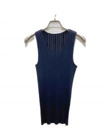 PLEATS PLEASE（プリーツプリーズ）の古着「ノースリーブブラウス」｜ネイビー
