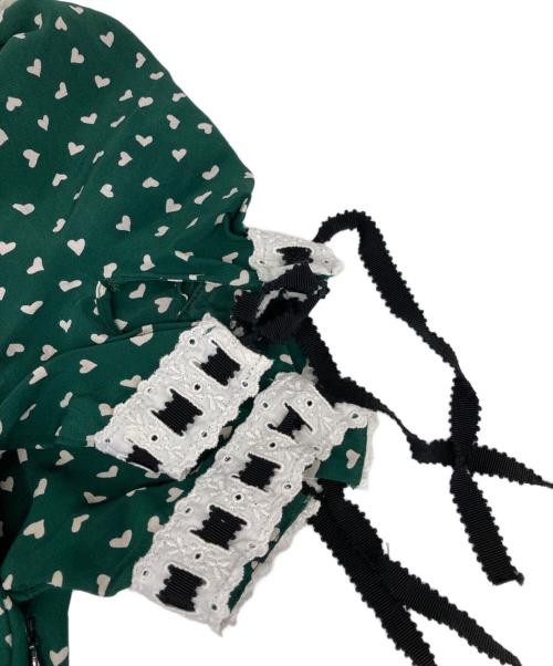 MIU MIU（ミュウミュウ）MIU MIU (ミュウミュウ) 総柄ワンピース グリーン×ホワイト サイズ:36の古着・服飾アイテム