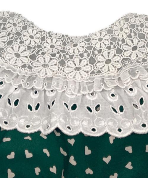 MIU MIU（ミュウミュウ）MIU MIU (ミュウミュウ) 総柄ワンピース グリーン×ホワイト サイズ:36の古着・服飾アイテム