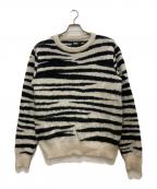 stussyステューシー）の古着「ゼブラ柄モヘアニット」｜ブラック×アイボリー