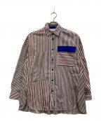 nagonstansナゴンスタンス）の古着「mix shirt/ミックスシャツ」｜ホワイト×ブラウン