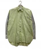 nagonstansナゴンスタンス）の古着「切替ストライプシャツ」｜グリーン