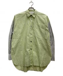 nagonstans（ナゴンスタンス）の古着「切替ストライプシャツ」｜グリーン