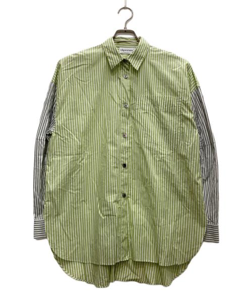 nagonstans（ナゴンスタンス）nagonstans (ナゴンスタンス) 切替ストライプシャツ グリーン サイズ:Ⅿの古着・服飾アイテム