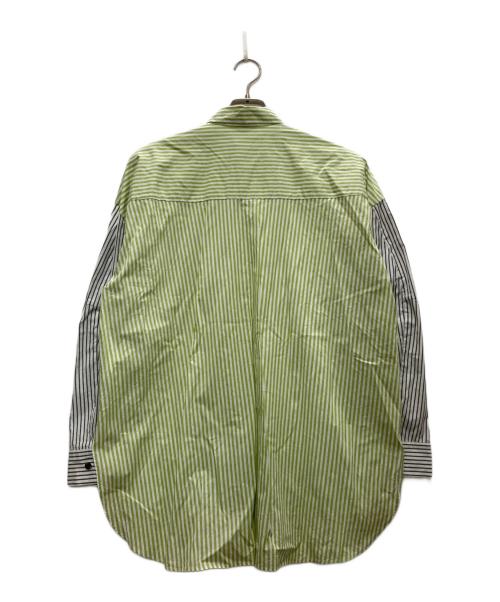 nagonstans（ナゴンスタンス）nagonstans (ナゴンスタンス) 切替ストライプシャツ グリーン サイズ:Ⅿの古着・服飾アイテム