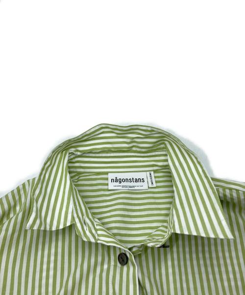 nagonstans（ナゴンスタンス）nagonstans (ナゴンスタンス) 切替ストライプシャツ グリーン サイズ:Ⅿの古着・服飾アイテム