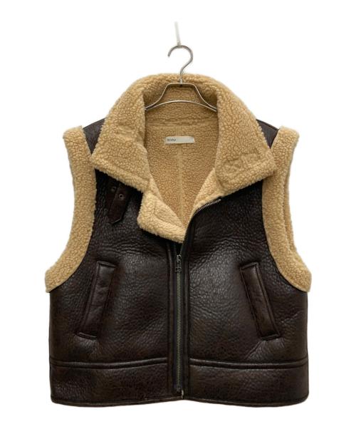 BLACK by moussy（ブラックバイマウジー）BLACK by moussy (ブラックバイマウジー) fake mouton vest/フェイクムートンベスト ブラウン サイズ:freeの古着・服飾アイテム