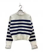 nagonstansナゴンスタンス）の古着「FRILL BORDER PULL OVER/フリルボーダープルオーバー」｜ホワイト×ネイビー