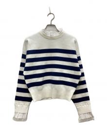 nagonstans（ナゴンスタンス）の古着「FRILL BORDER PULL OVER/フリルボーダープルオーバー」｜ホワイト×ネイビー